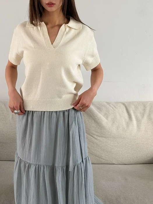 Collared Short-Sleeve Knit Collared Short-Sleeve Knit