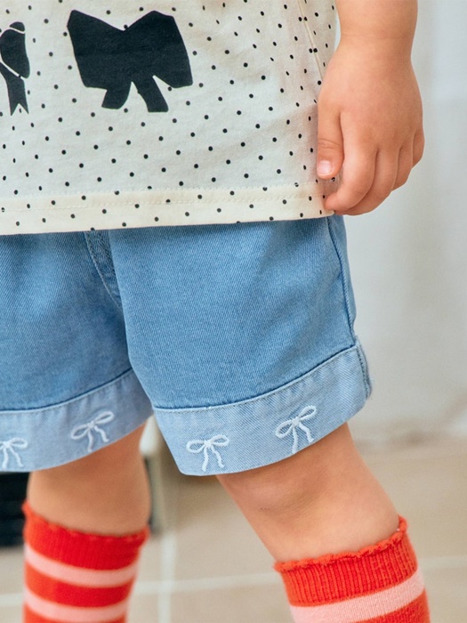 Ribbon Embroidery Denim Shorts Ribbon Embroidery Denim Shorts