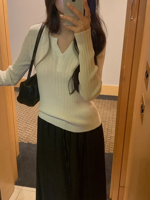 Ellie Henley Neck Ribbed Knit Ellie Henley Neck Ribbed Knit