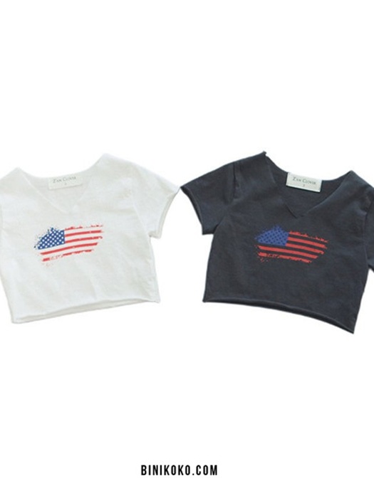USA Flag Crop Tee USA Flag Crop Tee