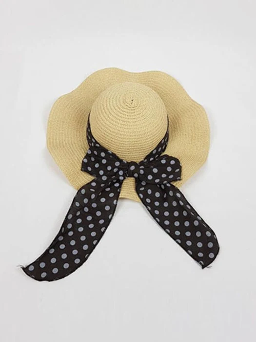 Paper Yarn Polka Dot Hula Hat