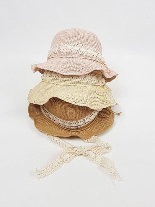 Paper Yarn Lace Flat Brim Hat