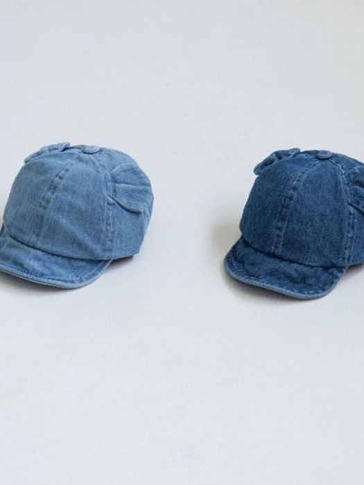 Denim Bear Ear Cap