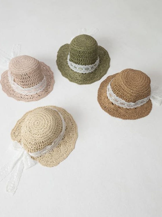 Paper Yarn Color Lace Bucket Hat