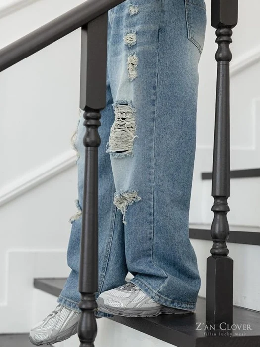 Heavy Damaged Denim Pants Heavy Damaged Denim Pants