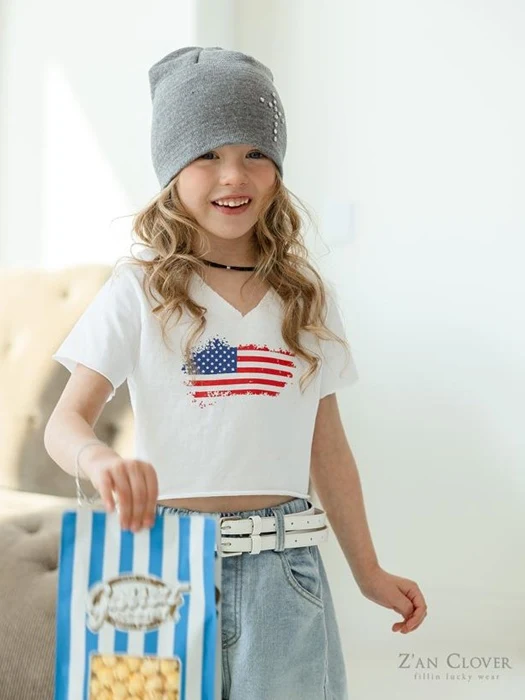 USA Flag Crop Tee USA Flag Crop Tee