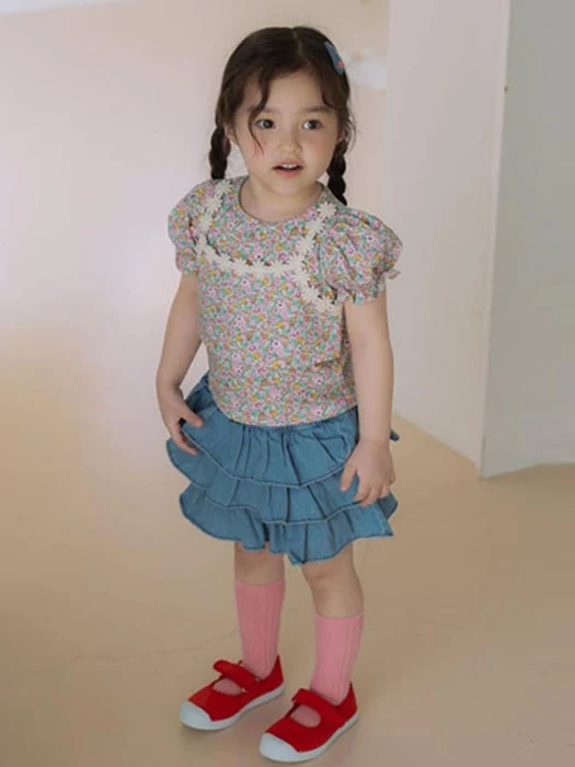 Denim Tiered Skirt (Inner Shorts)