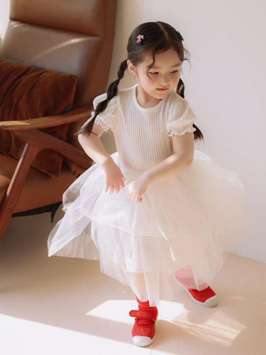 Eyelet Mesh Ribbon One-piece