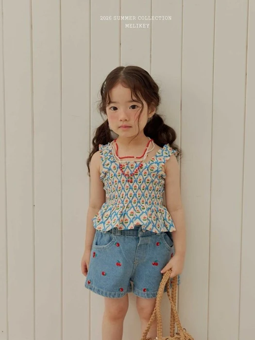 Cherry Ribbon Tuck Blouse