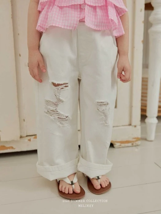 Folding Vintage Denim Pants (Ivory)