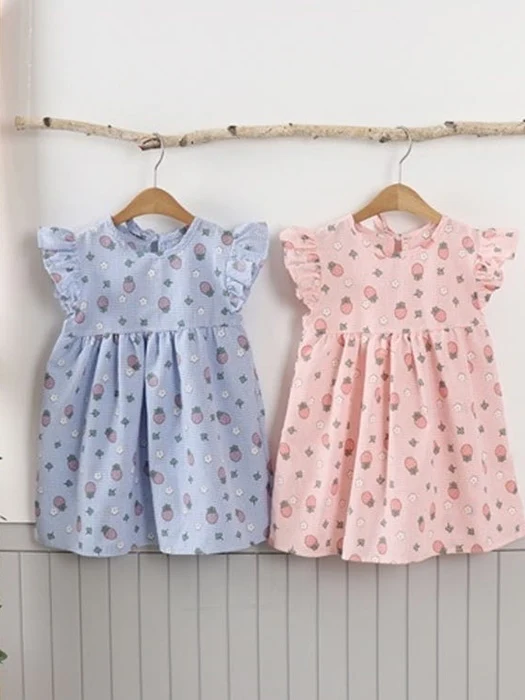 Small Check Strawberry Wing One-piece