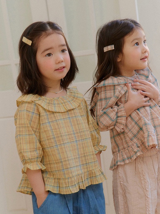 Dobby Check Long Blouse