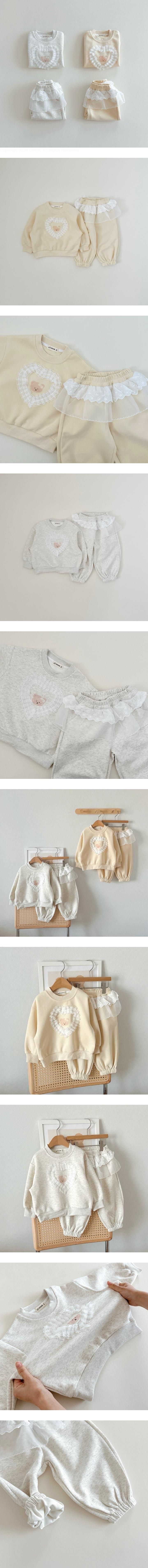 Aker - Korean Children Fashion - #childofig - Frill Bear Top Bottom Set