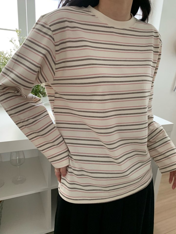 Allu - Korean Women Fashion - #momslook - French Stripe Tee - 3