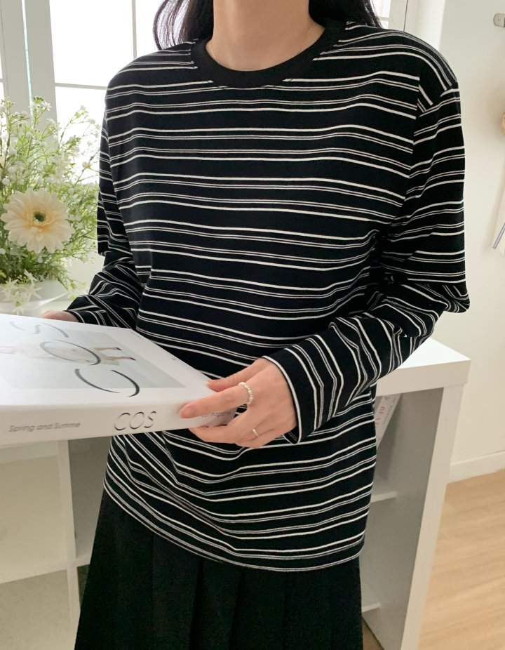 Allu - Korean Women Fashion - #momslook - French Stripe Tee - 7