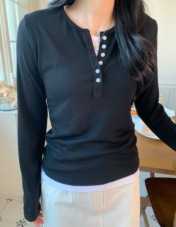 Allu - Korean Women Fashion - #momslook - Layered Button Tee - 9