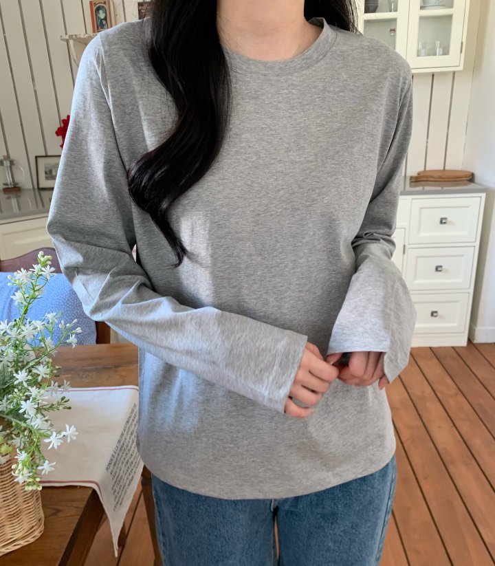 Allu - Korean Women Fashion - #momslook - All-Day Silket Long Sleeve Tee - 11