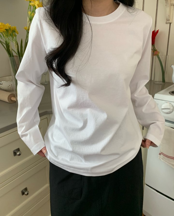 Allu - Korean Women Fashion - #momslook - All-Day Silket Long Sleeve Tee - 7