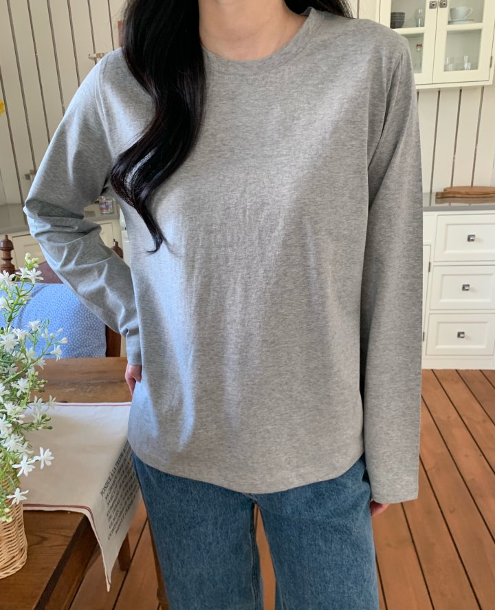 Allu - Korean Women Fashion - #momslook - All-Day Silket Long Sleeve Tee - 9