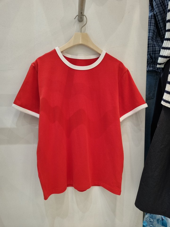 Allu - Korean Women Fashion - #pursuepretty - Two Tone Short Sleeve Tee - 5