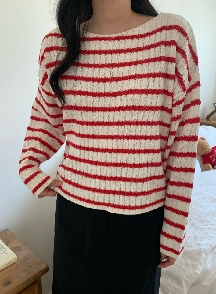 Allu - Korean Women Fashion - #vintagekidsstyle - Vivi Stripe Knit - 4