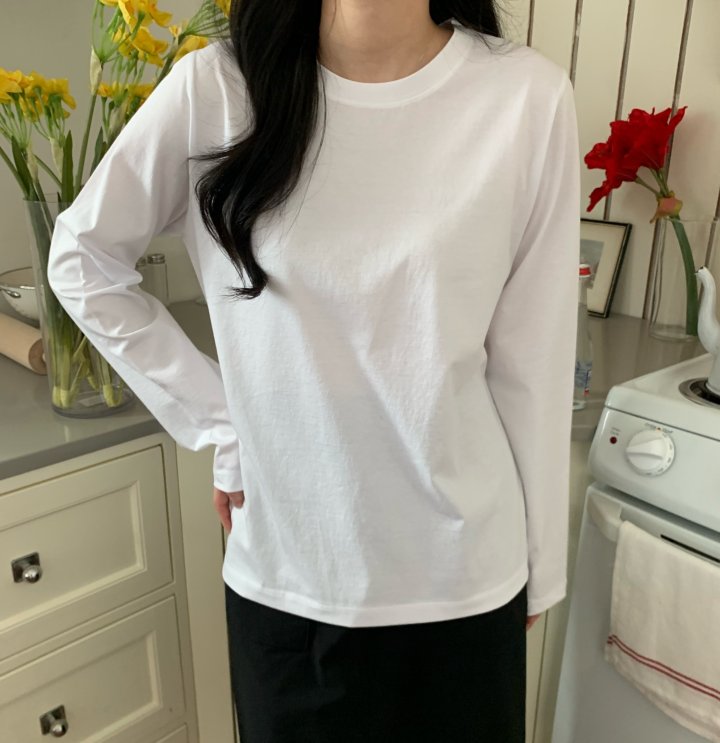 Allu - Korean Women Fashion - #romanticstyle - All-Day Silket Long Sleeve Tee - 3