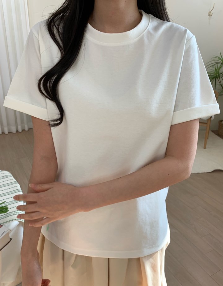 Allu - Korean Women Fashion - #shopsmall - Ponte Roll-Up Tee - 9
