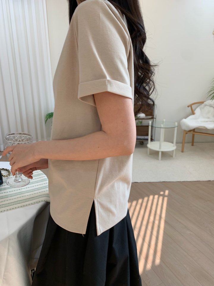 Allu - Korean Women Fashion - #womensfashion - Ponte Roll-Up Tee - 4