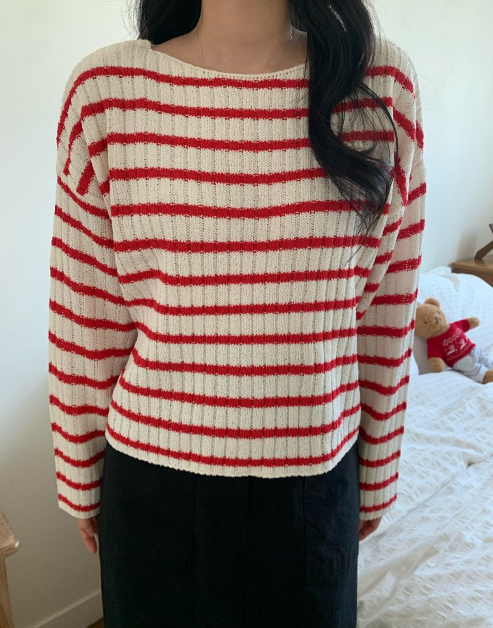 Allu - Korean Women Fashion - #vintageinspired - Vivi Stripe Knit - 2