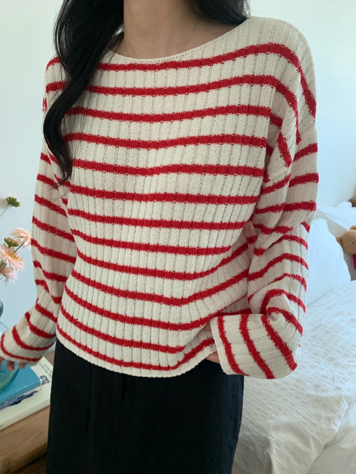 Allu - Korean Women Fashion - #vintagekidsstyle - Vivi Stripe Knit - 3