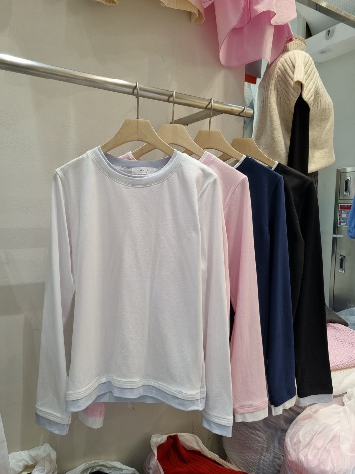 Allu - Korean Women Fashion - #womensfashion - Double Layered Tee - 10