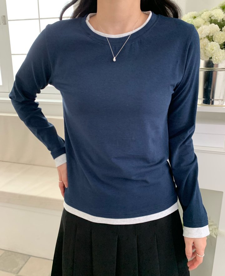 Allu - Korean Women Fashion - #womensfashion - Double Layered Tee - 2