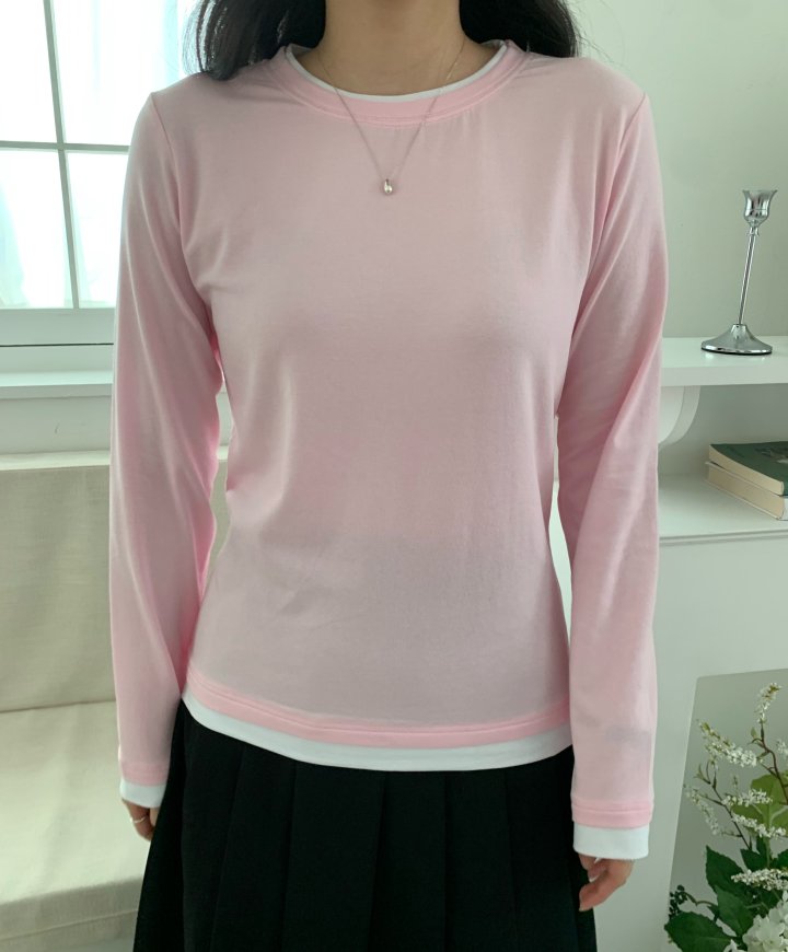Allu - Korean Women Fashion - #womensfashion - Double Layered Tee - 6