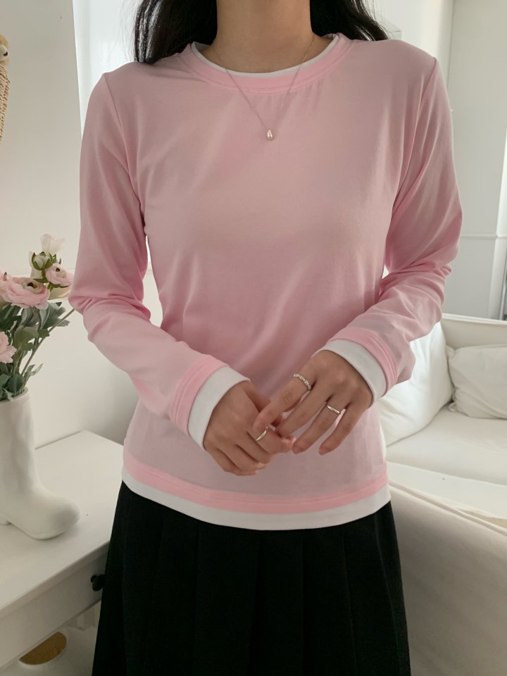 Allu - Korean Women Fashion - #womensfashion - Double Layered Tee - 8