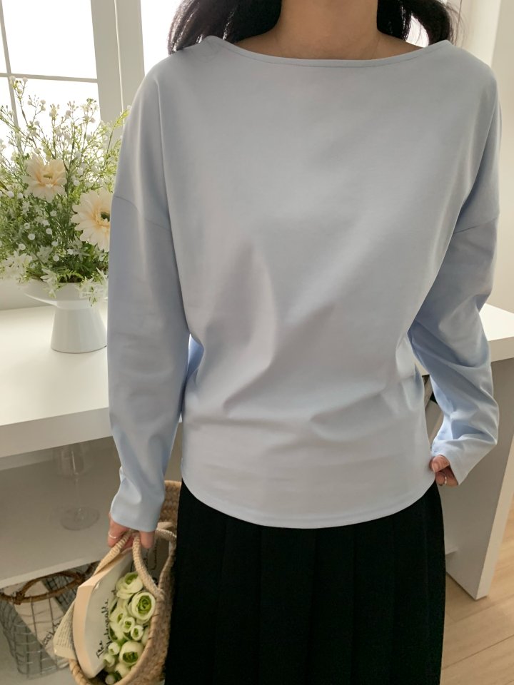 Allu - Korean Women Fashion - #womensfashion - Nouveau Boat Neck Tee - 5