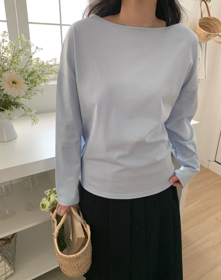 Allu - Korean Women Fashion - #womensfashion - Nouveau Boat Neck Tee - 7