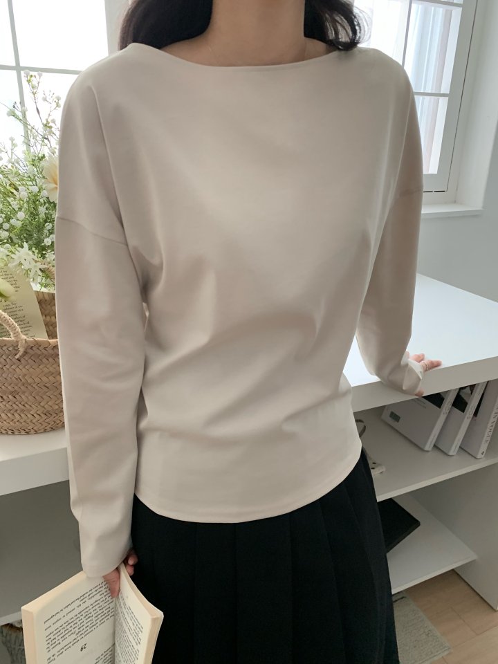 Allu - Korean Women Fashion - #womensfashion - Nouveau Boat Neck Tee - 9