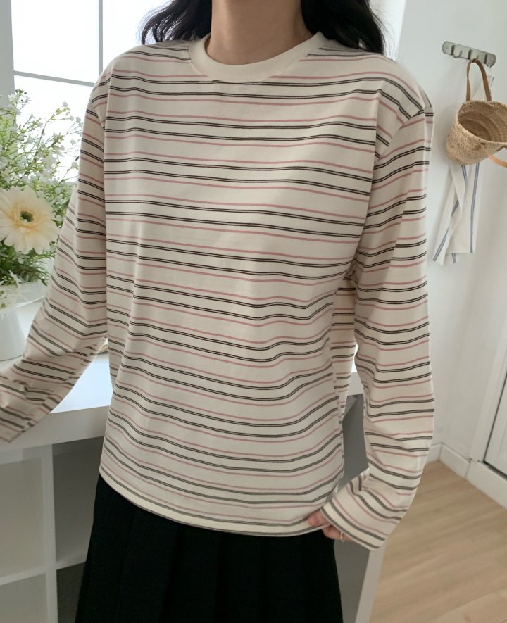 Allu - Korean Women Fashion - #momslook - French Stripe Tee - 4