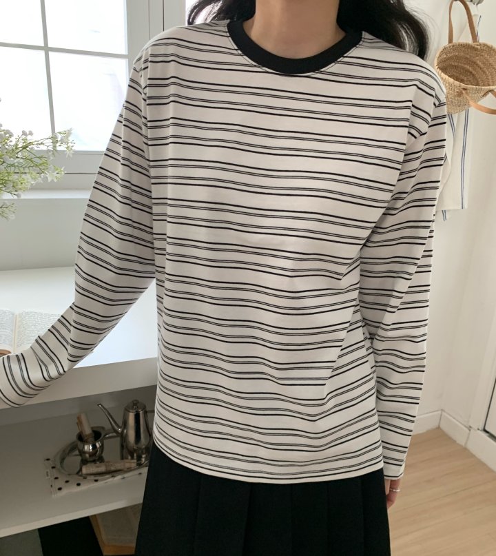 Allu - Korean Women Fashion - #womensfashion - French Stripe Tee - 8