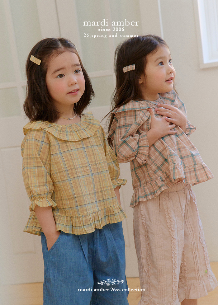 Amber - Korean Children Fashion - #discoveringself - Dobby Check Long Blouse