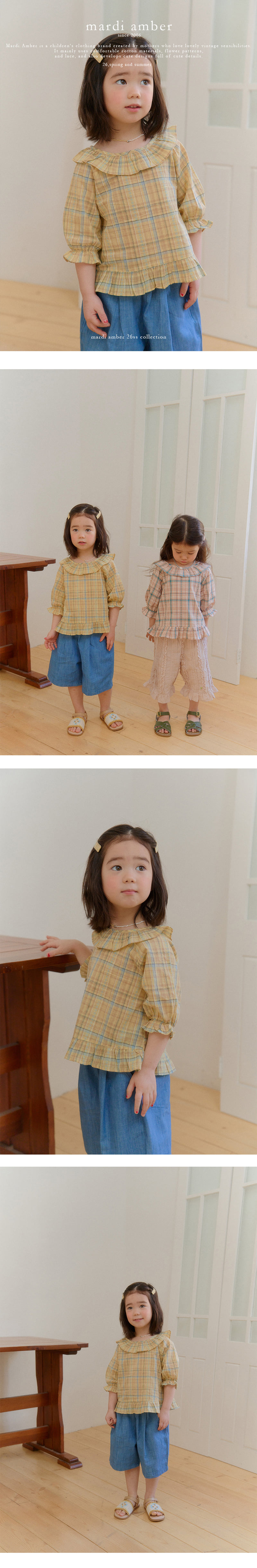 Amber - Korean Children Fashion - #fashionkids - Dobby Check Long Blouse - 2