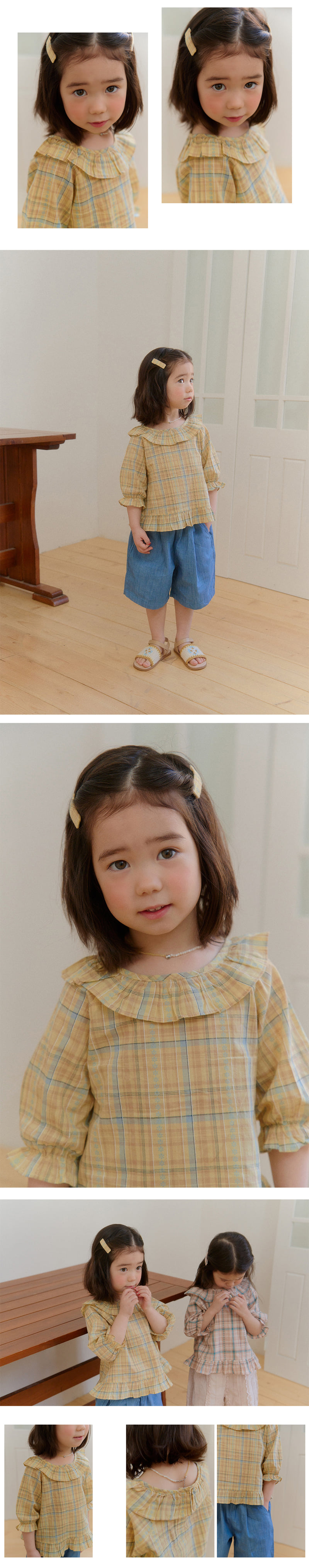 Amber - Korean Children Fashion - #kidsshorts - Dobby Check Long Blouse - 3