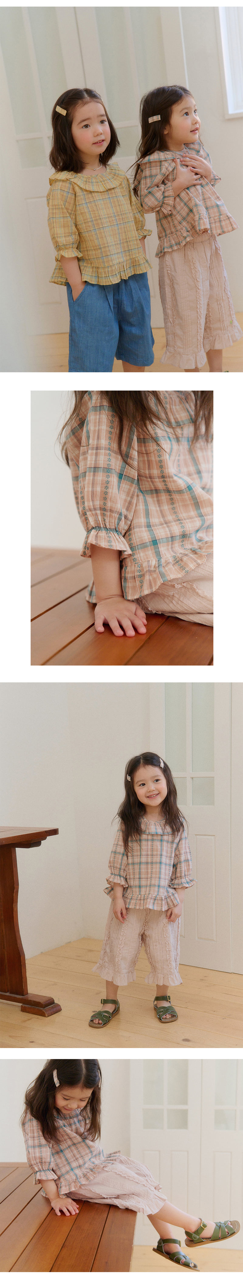 Amber - Korean Children Fashion - #kidsshorts - Dobby Check Long Blouse - 4