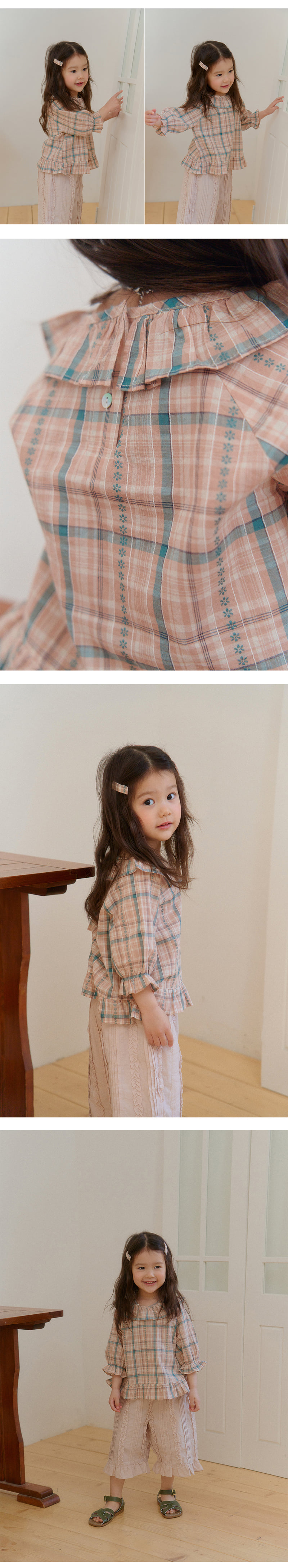 Amber - Korean Children Fashion - #kidzfashiontrend - Dobby Check Long Blouse - 5