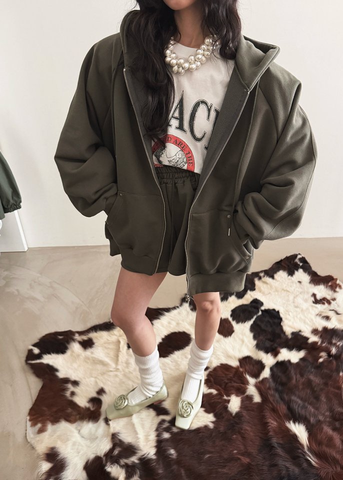 Amood - Korean Women Fashion - #momslook - Terry Cushion Zip-Up Set