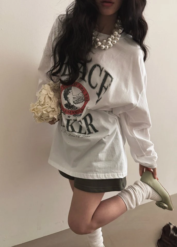 Amood - Korean Women Fashion - #momslook - Peach Print Tee - 2