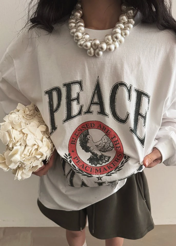 Amood - Korean Women Fashion - #momslook - Peach Print Tee - 3