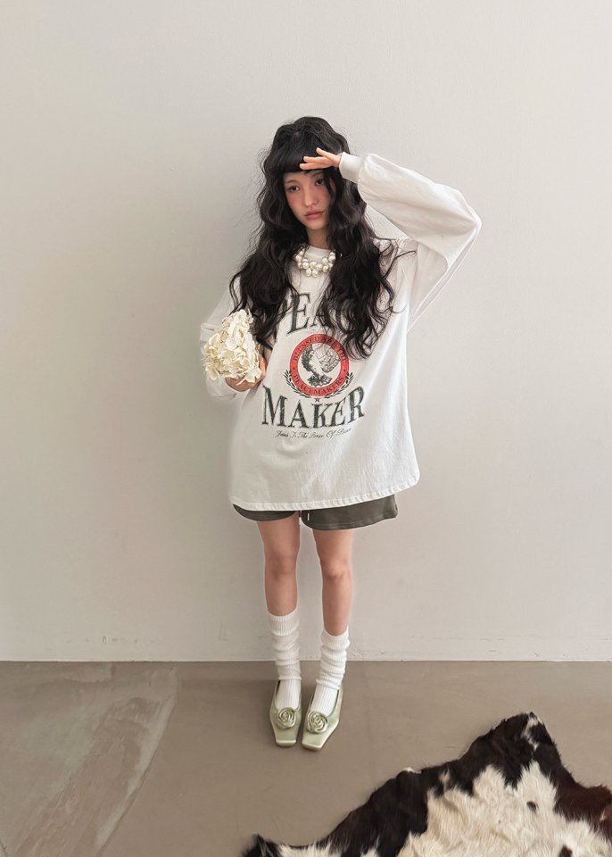 Amood - Korean Women Fashion - #momslook - Peach Print Tee - 4