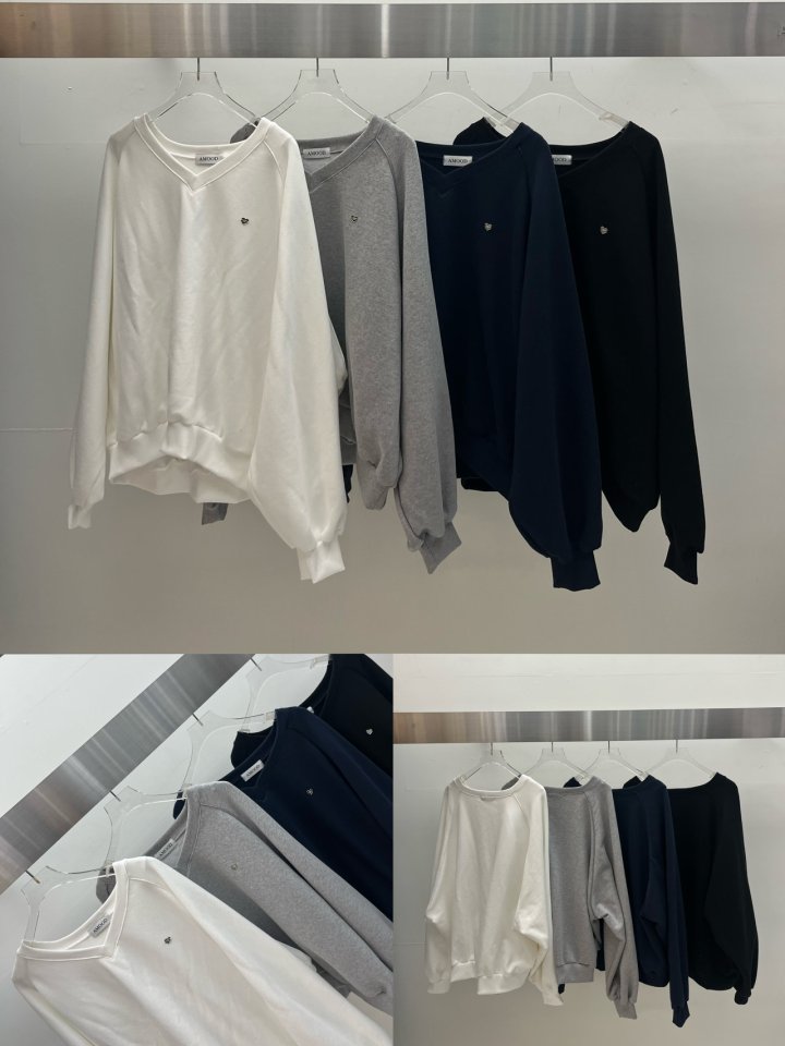 Amood - Korean Women Fashion - #momslook - Double V Sweatshirt - 7