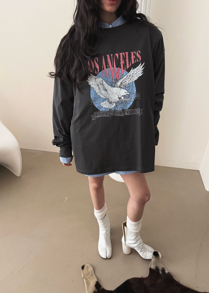 Amood - Korean Women Fashion - #pursuepretty - Eagle Print Tee - 2